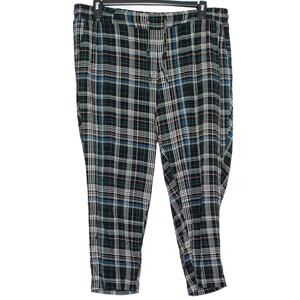 Torrid Plus Size 1 1X High Rise Plaid Crop Pants Relaxed Taper Tie Front Pull On